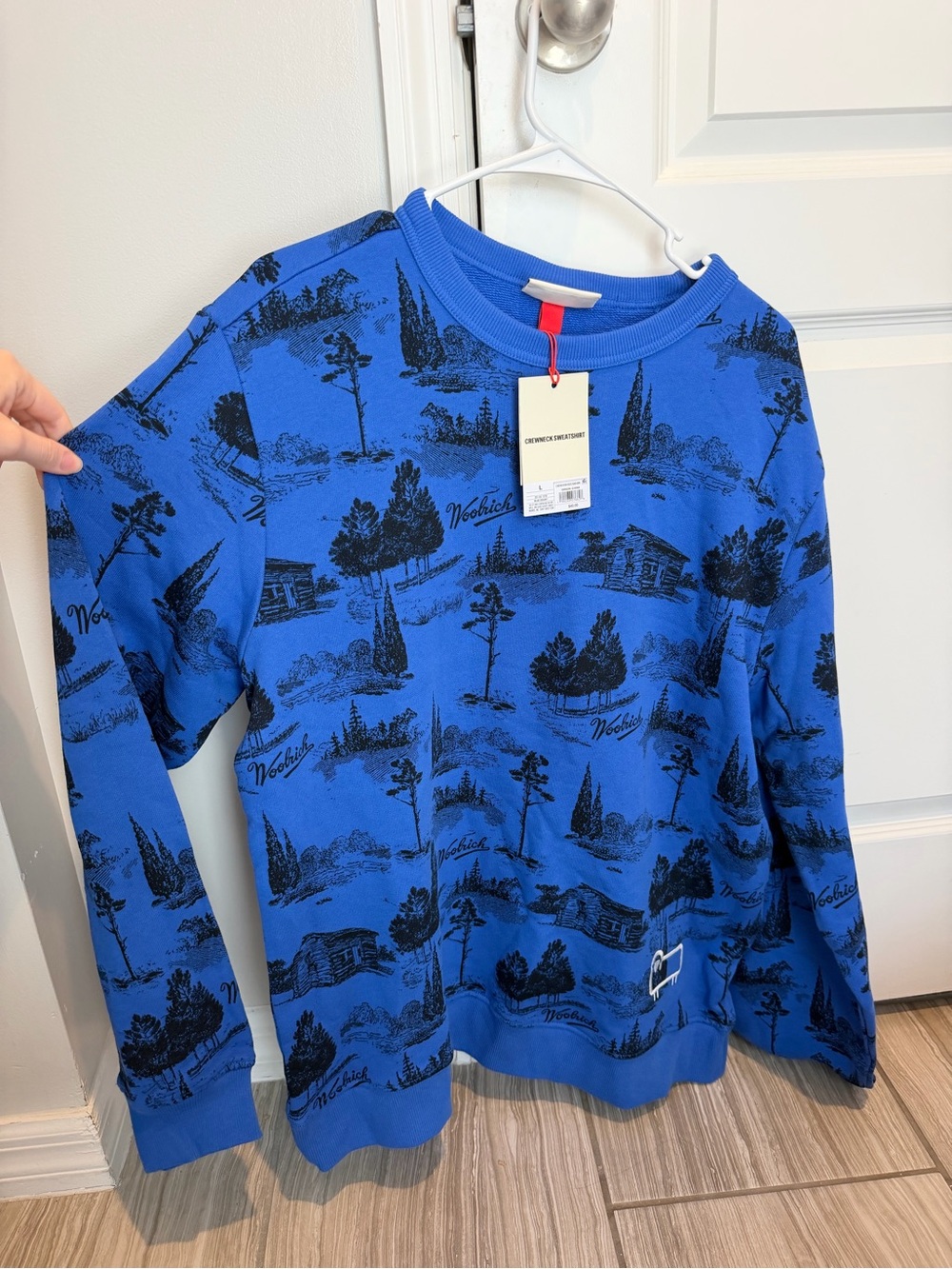 Woolrich Blue Scenic Print Crewneck Sweatshirt for Kids